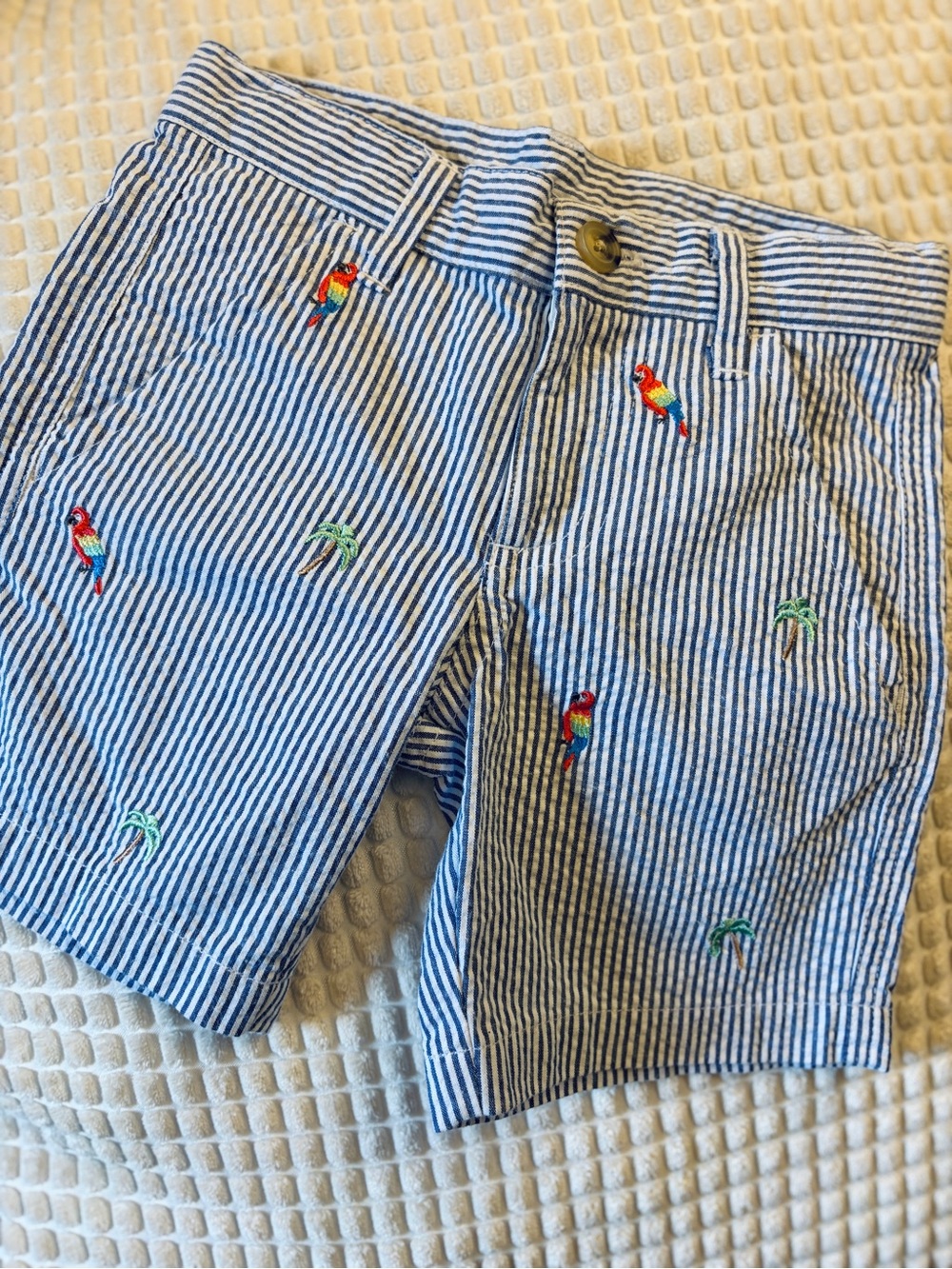 Boys Class Club Blue & White Seersucker Stripe Shorts